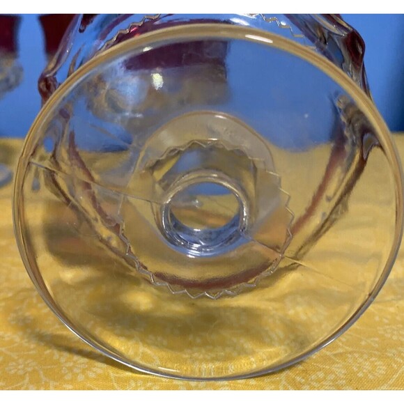 Tiffin King’s Crown Cranberry Ruby Champagne Dessert Sherbet Set Of 5 Vintage - Picture 4 of 6